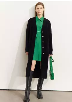 AMII-suéter minimalista para mujer, cárdigan con cuello en V, diseño de botones artísticos, ropa de punto larga holgada, Tops 2022, invierno, 12241079
