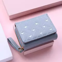 Cartera bordada corta Love Zero para mujer, hebilla de cremallera, bolso de tarjeta de gran capacidad, moda versátil Simple - tienda en línea
