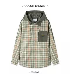 Semir prendas de vestir exteriores para hombre 2024 primavera nuevo Patchwork contraste Color a cuadros Top desmontable con capucha de moda
