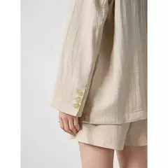 TOYOUTH-Blazer de lino para mujer, chaqueta de oficina con cuello vuelto, ropa de trabajo, novedad de verano, 2024 - tienda en línea