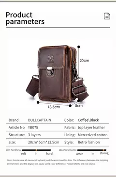 BULLCAPTAIN, riñonera de cuero Crazy Horse para hombre, bolsa para teléfono, riñonera pequeña para hombre, bolso con cinturón para el pecho, mochila YB075 - tienda en línea