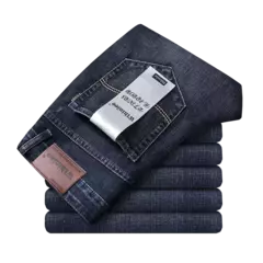 Pantalones vaqueros clásicos de moda de negocios para hombre, pantalones vaqueros informales rectos elásticos azules y negros para trabajo, ropa de marca para hombre - Eleganzie