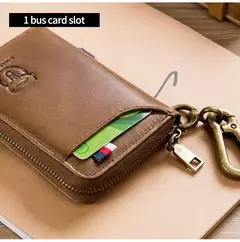 BULLCAPTAIN, bolso para tarjetas y llaves de cuero genuino para hombre, caja para llaves multifunción de alta calidad, llavero para coche, billetera, Mini tarjetero, Clip para llaves en internet