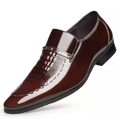 Imagen de Zapatos de vestir clásicos para hombre, zapatillas formales informales de negocios de cuero de cocodrilo, zapatos Oxford para fiesta de boda y oficina de talla grande