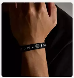 Vnox Pulsera de silicona de 12 mm para hombres, pulsera de silicona de caucho suave, juego de brazaletes con runas y brújula vikinga nórdica - Eleganzie