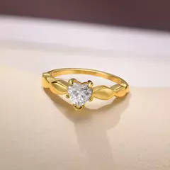 Anillo de Acero Inoxidable con Circonia en Forma de Corazón – Romance y Brillo para Aniversario en internet