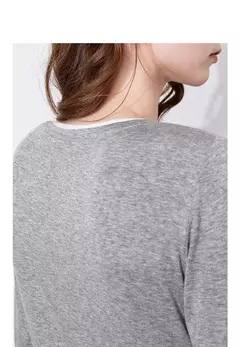 Imagen de TOYOUTH-Camiseta de manga larga para mujer, Tops versátiles de dos piezas falsos con empalme contrastante de Lyocell, primavera 2025