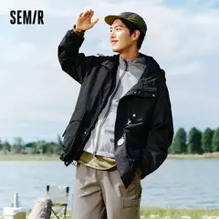 Chaqueta Semir para hombre, prendas de vestir exteriores, chaqueta holgada con capucha de tres pruebas para exteriores, mangas con hombros caídos y bolsillos grandes, otoño 2024 on internet