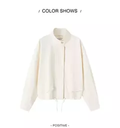 Semir-ropa de abrigo para mujer, chaqueta holgada con hombros caídos y cuello levantado, nueva chaqueta con estampado de letras, primavera 2024