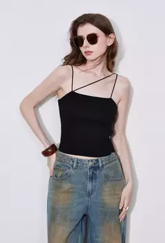 TOYOUTH-Chaleco para mujer, camisola de punto Sexy ajustada asimétrica, camisetas sin mangas, primavera 2025 - tienda en línea
