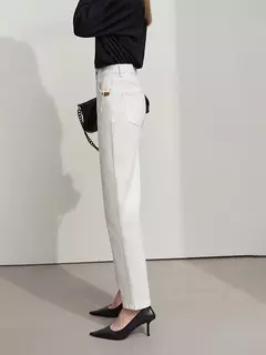 Amii 2025 primavera Casual Slim mujeres Jeans pantalones elásticos de cintura algodón Jeans cónicos moda alta calidad DenimTrousers 12541126 - comprar en línea