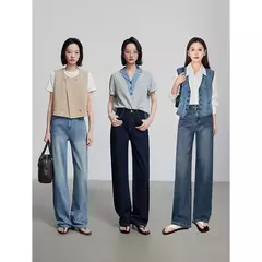 TOYOUTH-pantalones vaqueros de mezclilla para mujer, pantalón de pierna ancha, versátil, bordado, a la moda, primavera 2025 - tienda en línea