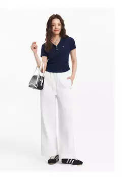 Semir Polo camisa mujer chaqueta recortada cuello 2025 nuevo verano bordado sensación fresca Top ajustado adelgazante para trajes elegantes - Eleganzie