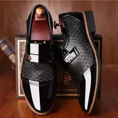 Zapatos formales versátiles y elegantes para hombre, zapatos de cuero con hebilla, talla grande, para boda - Eleganzie