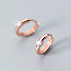 Pendientes de Aro Geométricos de Plata 925 con Circón – Minimalismo en Oro Rosa - comprar en línea
