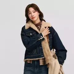 Semir-chaqueta vaquera de retales para mujer, chaqueta acolchada con solapa de piel de conejo de imitación, holgada, invierno, 2024 en internet