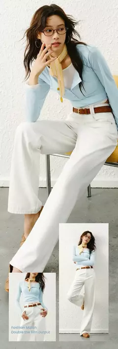 Imagen de Semir Jeans Mujer 2024 Nuevo estilo de invierno con forro polar Pantalones hasta el suelo Pantalones de pierna ancha estilo Hong Kong