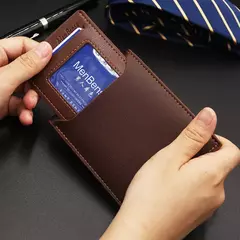 Moda masculina Cartera de cuero PU tarjetero corto monedero para hombres diseñador de lujo billetera masculina portátil pequeño tarjetero carteras - Eleganzie