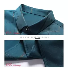 Camisa estampada de manga larga informal y de moda para hombre, top de negocios sin planchar y resistente a las arrugas - Eleganzie
