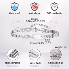 Pulseras con iniciales Vnox A-Z para hombres y mujeres, cadena Figaro que nunca se decolora, pulseras de cadena de eslabones de caja de doble capa, regalo con nombre para él