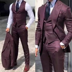 Trajes de esmoquin de boda elegantes, traje de novio ajustado de 3 piezas para hombres, traje de padrino de boda, negocio Formal barato para hombre (chaqueta + chaleco + pantalones)