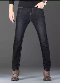 2025 Nuevos pantalones vaqueros elásticos para hombre, pantalones ajustados clásicos regulares de negocios, pantalones rectos negros y azules para hombre, ropa de marca, talla 28-40