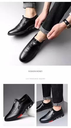 Zapatos de cuero para hombre 2024, zapatos de plataforma cómodos a la moda para hombre, zapatos ligeros sin cordones para exteriores, zapatos de cuero informales para hombre - tienda en línea