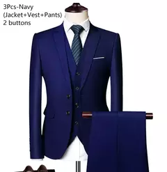 Trajes para hombres elegantes, Blazers de 3 piezas, 2 conjuntos, chaquetas de boda, chaleco, pantalones, moda de lujo, traje completo clásico, traje Formal 2025 - tienda en línea