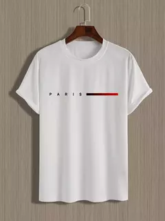 Camiseta holgada de verano 100% algodón para hombre, camiseta informal ajustada con estampado de letras creativas de París, cuello redondo, manga corta - online store