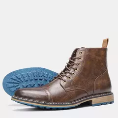 Imagen de Botas de tobillo para hombre 2024, botas de cuero de marca cómodas a la moda para hombre