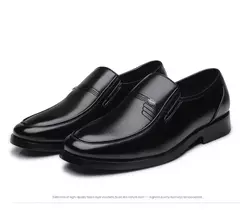Zapatos de cuero para hombre, zapatos formales de negocios para personas mayores, punta redonda negra, informales, sencillos, cómodos, de talla grande - comprar en línea