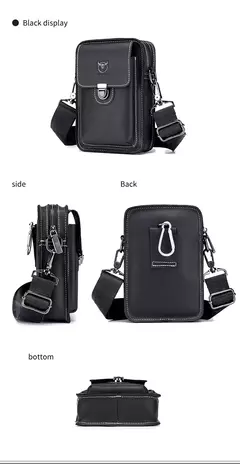 BULLCAPTAIN, riñonera de cuero Crazy Horse para hombre, bolsa para teléfono, riñonera pequeña para hombre, bolso con cinturón para el pecho, mochila YB075