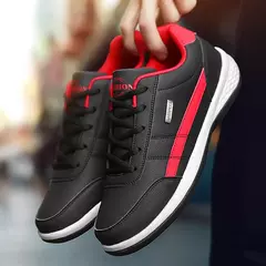 Zapatos de cuero Pu para hombre, zapatillas de deporte informales transpirables de tendencia, calzado antideslizante, zapatos vulcanizados, Tenis Masculino - comprar en línea