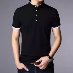 Polo informal de negocios para hombre, camiseta de manga corta, Top de algodón sólido cómodo y transpirable de verano - online store