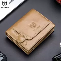 BULLCAPTAIN Cartera plegable con bloqueo RFID para hombre, tarjetero de cuero genuino con 15 ranuras para tarjetas - Eleganzie