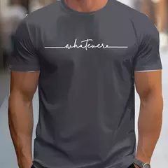 Camiseta de manga corta con cuello redondo y estampado de letras 100% algodón de talla grande informal de verano para hombre - buy online