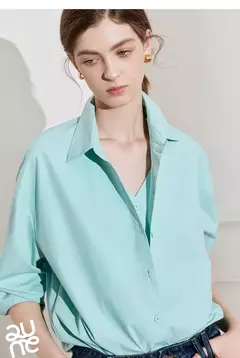 TOYOUTH camisa a rayas para mujer 2025 primavera nueva Lyocell algodón manga larga blusa versátil camisa Tops azul - Eleganzie