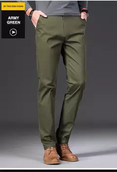 Pantalones informales 97% algodón para hombre, moda de otoño, cómodos, elásticos, ajustados, rectos, de negocios, negro, verde militar, caqui