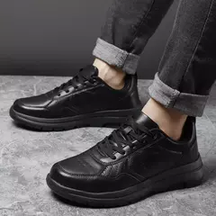 Zapatos de cuero de negocios para hombre, mocasines suaves, zapatos casuales cómodos para hombre, zapatillas de deporte blancas y negras sólidas de otoño para hombre