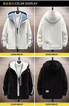 Parkas de piel sintética de lana de alta calidad para hombres, abrigo cálido informal de moda, ropa de calle cálida para pareja, chaqueta de lana de cordero para invierno - online store