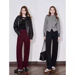 TOYOUTH pantalones de chándal informales de lana para mujer 2024 Otoño e Invierno nueva cintura elástica Ankela pantalones largos de plátano cálidos gruesos rojos - comprar en línea