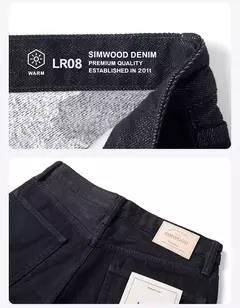 SIMWOOD 2025 primavera nuevo suelto Relax 14,2 oz tela Jeans hombres de talla grande pantalones vaqueros cálidos - online store