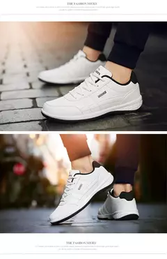Zapatos de cuero Pu para hombre, zapatillas de deporte informales transpirables de tendencia, calzado antideslizante, zapatos vulcanizados, Tenis Masculino - tienda en línea