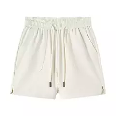 Semir-pantalones informales para mujer, pantalón holgado de pierna recta con cintura elástica, versión de verano, pantalones cortos con textura dividida, 2024 - comprar en línea