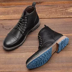 Botas de tobillo para hombre 2024, botas de cuero de marca cómodas a la moda para hombre