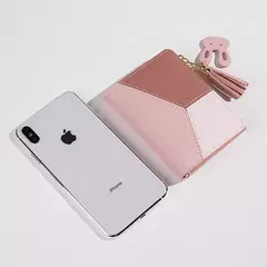 Cartera de mujer de cuero PU, cartera de mujer hecha de cuero, monederos para mujer, tarjetero, monederos portátiles plegables para mujer - tienda en línea