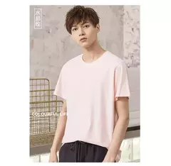 Image of Metersbonwe Camiseta de manga corta para hombre, algodón puro perenne, camisetas monocromáticas informales, camisetas de gran oferta