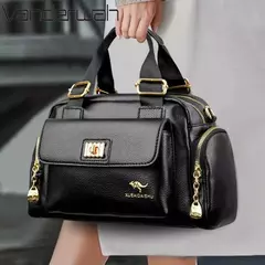 Bandolera de cuero de PU de alta calidad para mujer, bolso cruzado de mano, bandolera para mujer, bolso multibolsillo para desplazamientos diarios