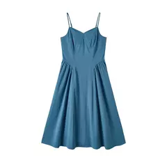 Semir-vestido adelgazante con cuello en V para mujer, a la moda ropa elegante y, de algodón puro, Estilo Vintage, verano, 2024 - buy online