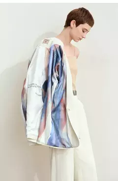 Amii-abrigo de sastre minimalista para mujer, chaqueta holgada de longitud media con cuello de solapa y estampado de retazos, para oficina, novedad de otoño, 2024, 12443016
